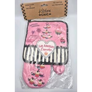 NEW Los Angeles Cupcakes Oven Glove Pot Holder Pink Black Kitchen Chic Sealed